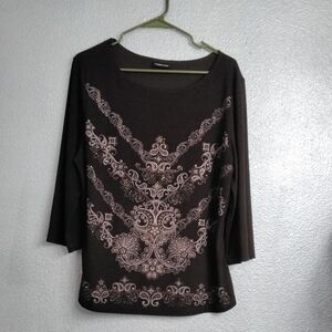 Perseption Brown 3/4 Sleeve Shirt.  Size see measurements